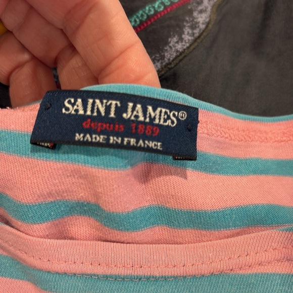 Saint James Striped Pink and Blue Women's Top.  Size 6 - Picture 5 of 7